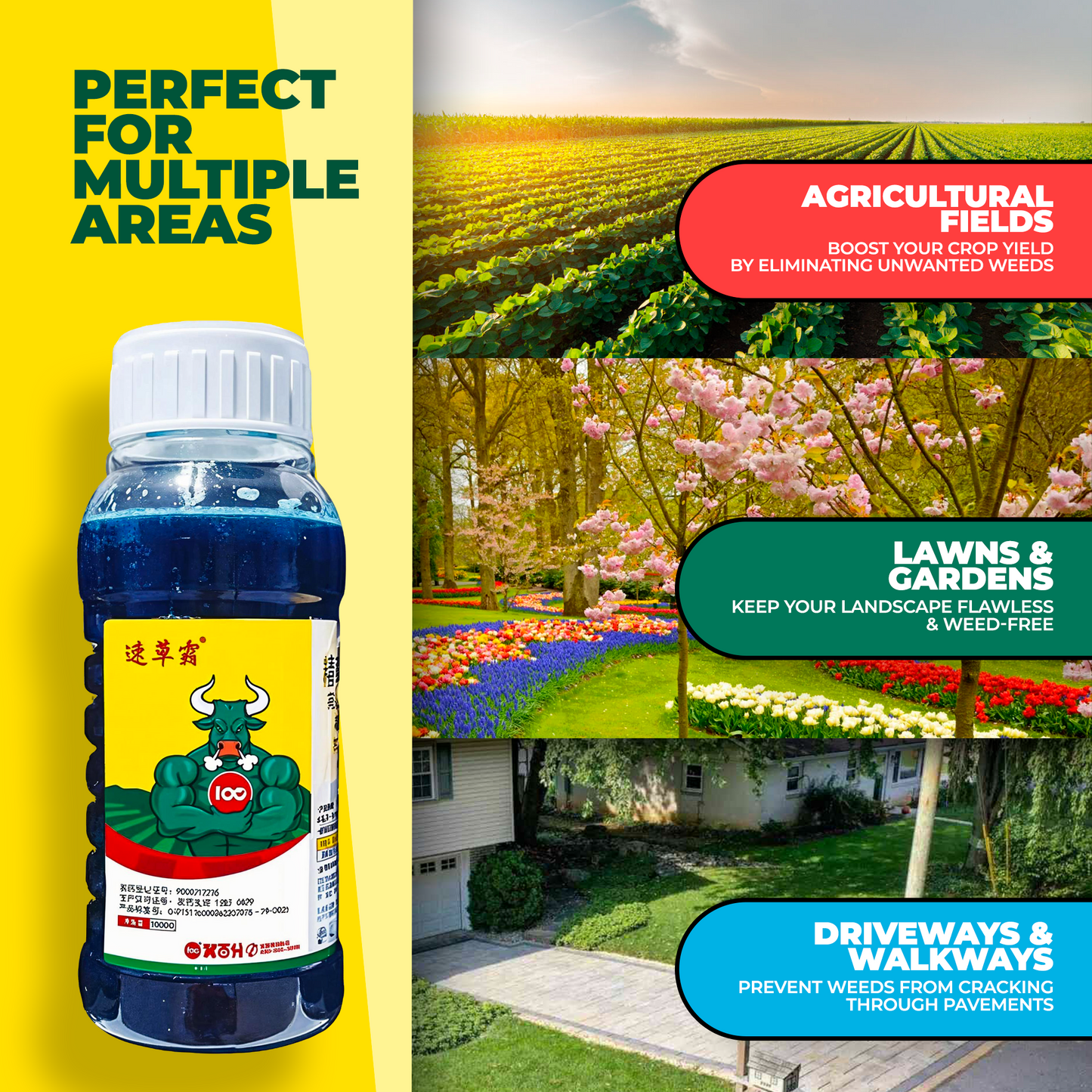 Glyphosate Herbicide with High-Concentration, Weed Killer with Ammonium Salt